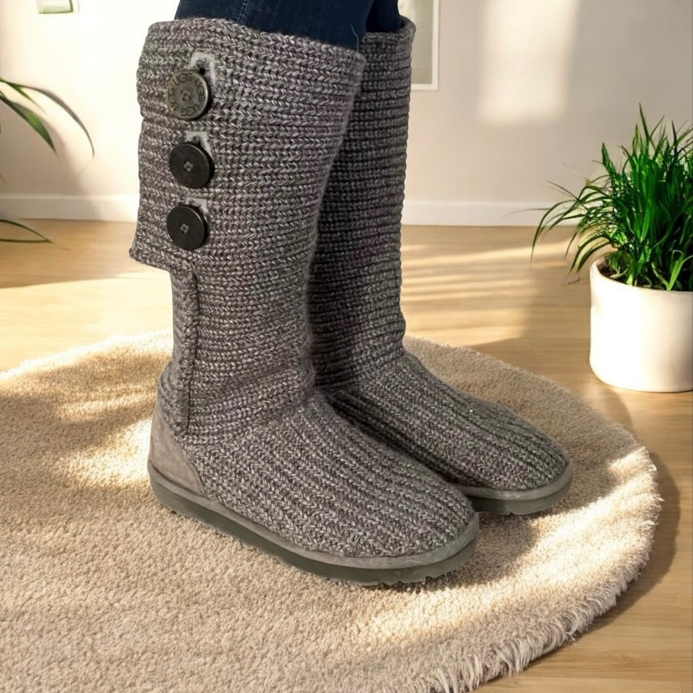 Ugg boots Cozy Gray Knit Button Boots - Picture 3 of 9